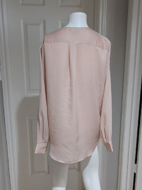 Ann Taylor Soft Blush Wrap-Style Blouse Women's Large