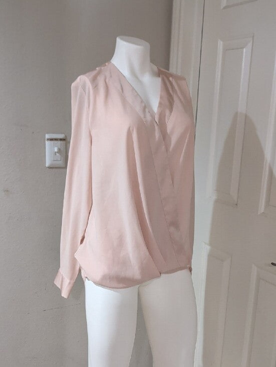 Ann Taylor Soft Blush Wrap-Style Blouse Women's Large
