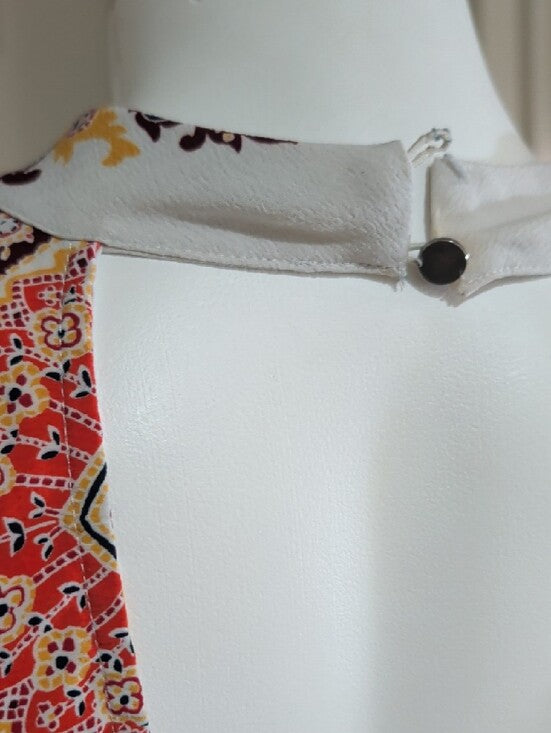 Xhilaration White Midi Dress with Coral and Black Paisley XXL