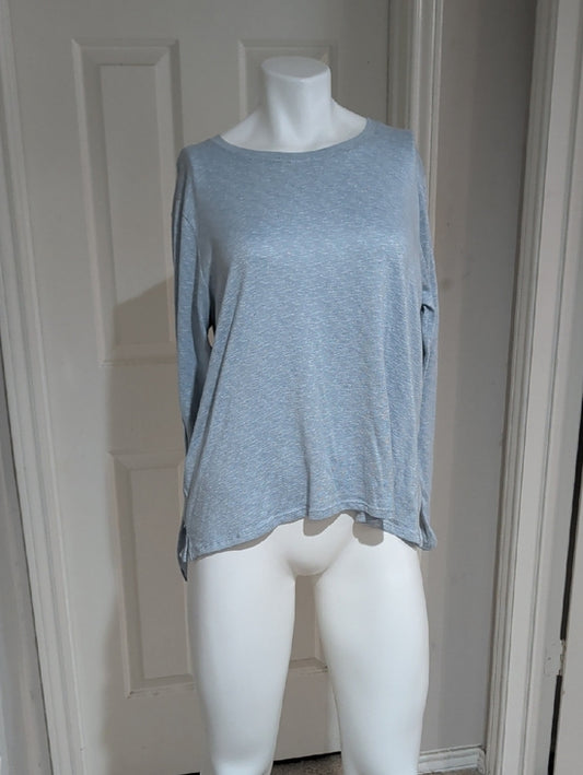 new directions Light Blue Long Sleeve Crewneck Top Women's Large