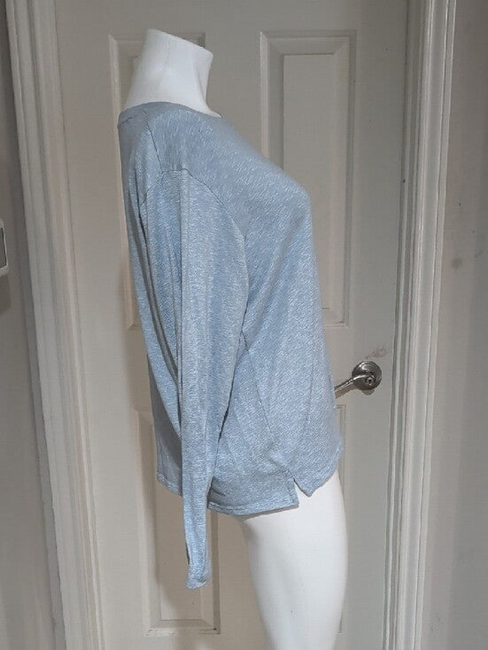 new directions Light Blue Long Sleeve Crewneck Top Women's Large