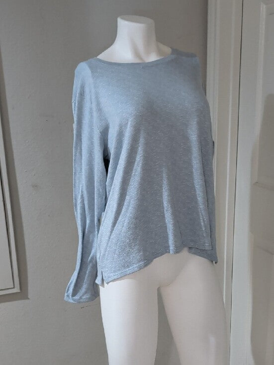 new directions Light Blue Long Sleeve Crewneck Top Women's Large