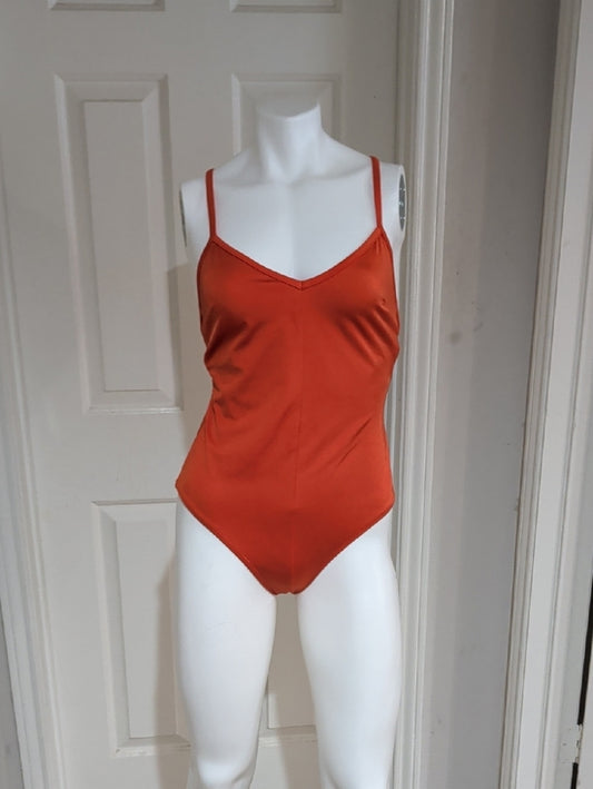 Nu Swim Rust Orange Satin Swimsuit Women's Large
