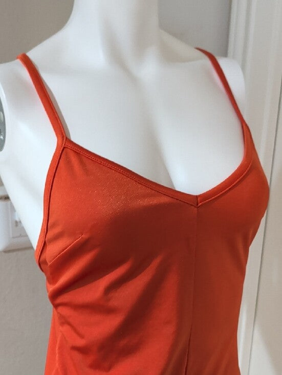 Nu Swim Rust Orange Satin Swimsuit Women's Large