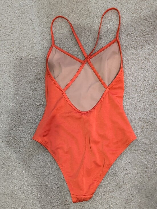 Nu Swim Rust Orange Satin Swimsuit Women's Large