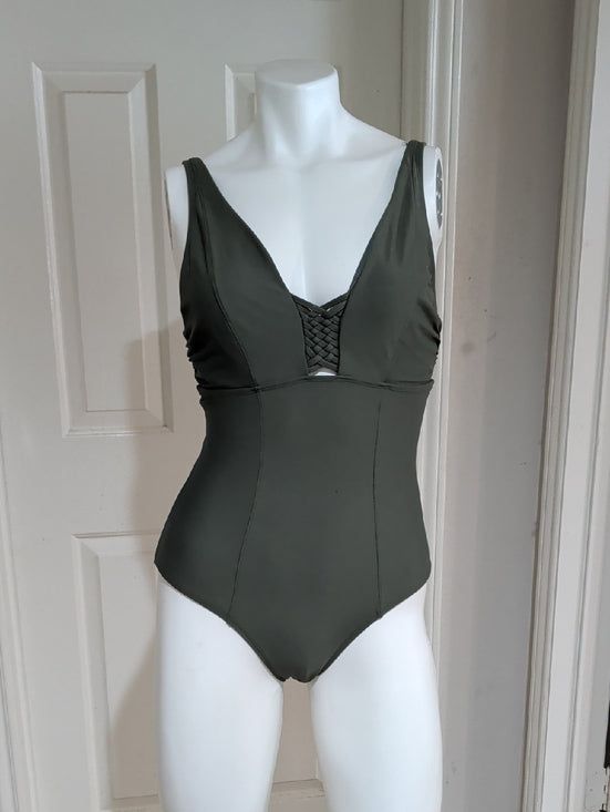 Sea Level Australia Olive One-Piece Swimsuit with Braided Detail Large