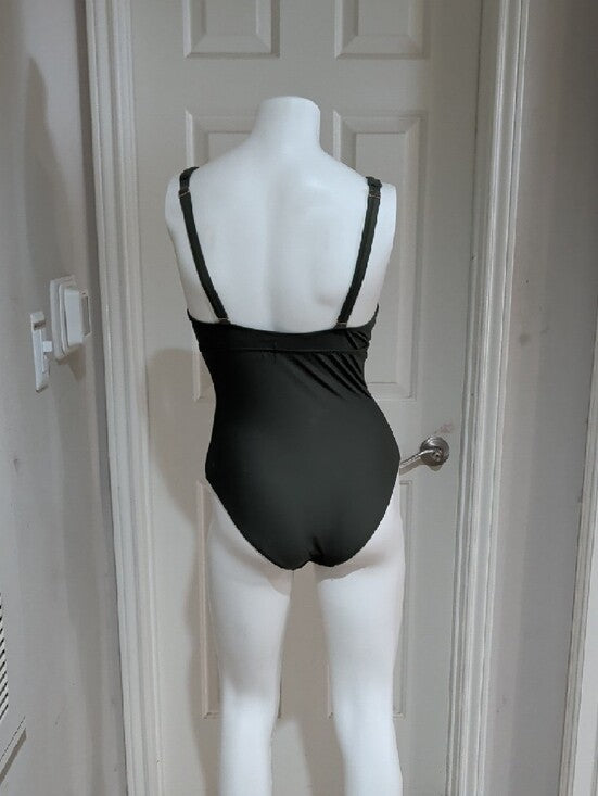 Sea Level Australia Olive One-Piece Swimsuit with Braided Detail Large