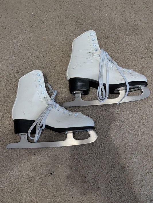 American White Figure Ice Skates with Silver Blades Women's 7