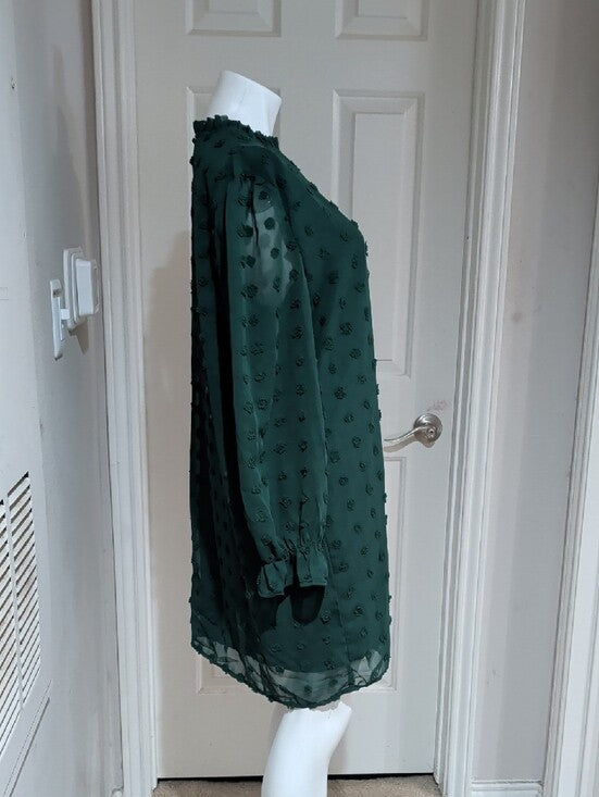 NWT Adibosy Forest Green Textured Long-Sleeve Shift Dress XXL
