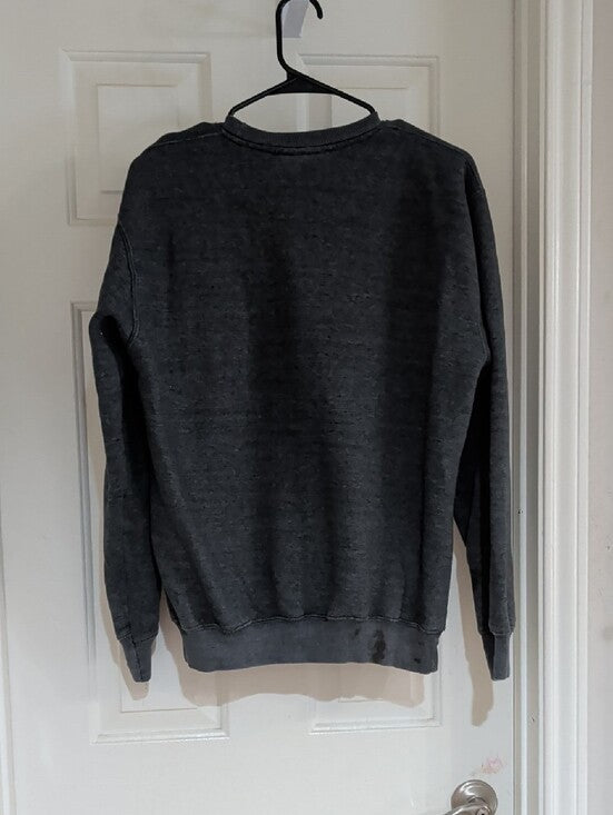 adidas Black Heather Crewneck Sweatshirt with White Trefoil Men's Large