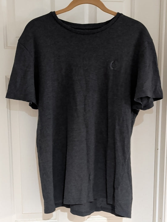 Royal Tag Cotton Tees Classic Men's Textured Crew Neck T-Shirt - Dark Gray XL