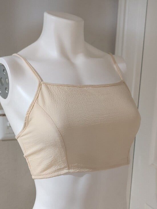 SHEIN Cream Textured Cropped Tank Top Women's Small