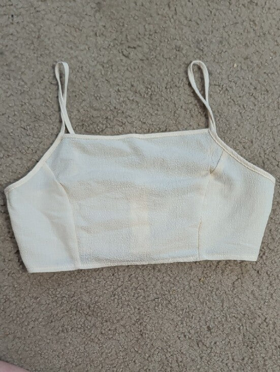 SHEIN Cream Textured Cropped Tank Top Women's Small