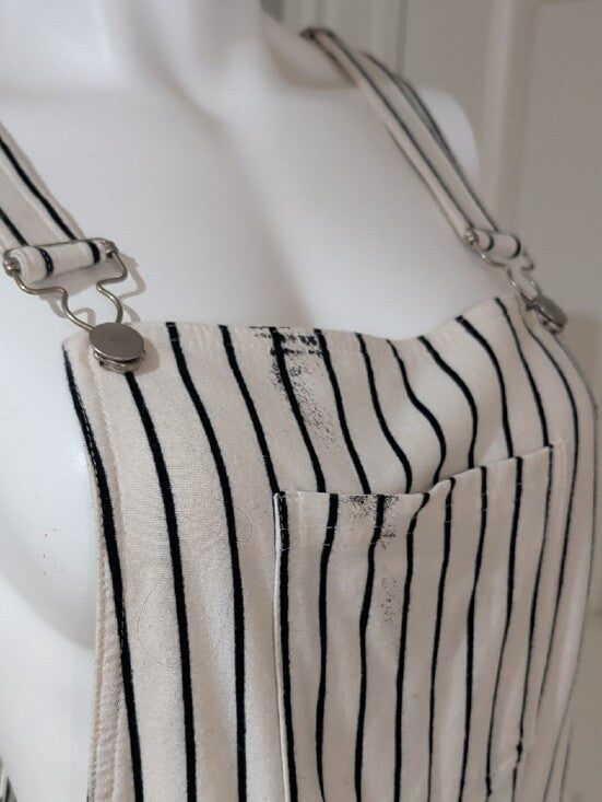 Altar'd State Striped Overall Romper - White & Black Women's Medium