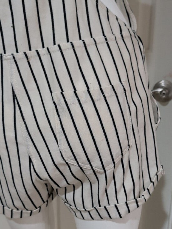 Altar'd State Striped Overall Romper - White & Black Women's Medium