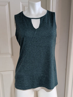 Poetsky Sleeveless Teal Keyhole Tank Top - Women's Medium