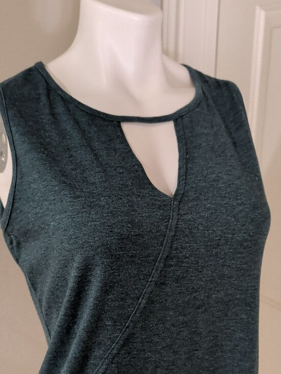 Poetsky Sleeveless Teal Keyhole Tank Top - Women's Medium
