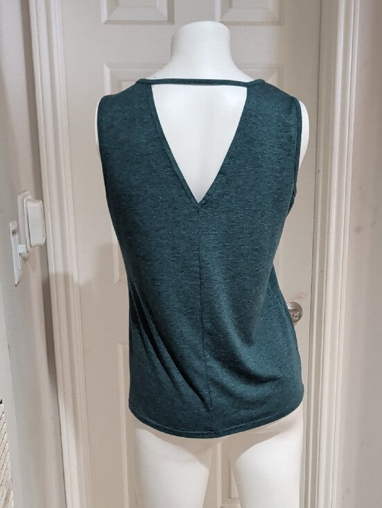 Poetsky Sleeveless Teal Keyhole Tank Top - Women's Medium