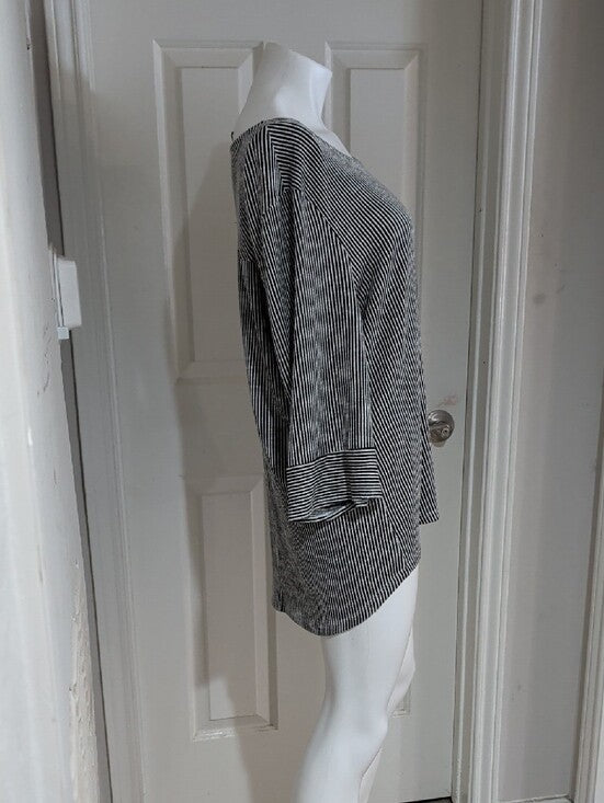 W5 Black & White Striped Blouse Women's 2X