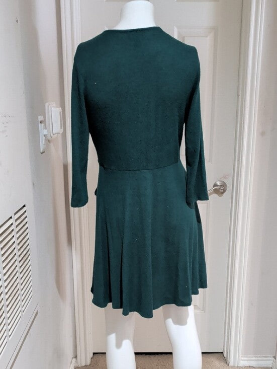 Vintage by & by Dark Teal Wrap Ruffle Mini Dress Women's Large