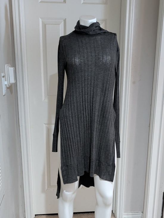 We The Free Charcoal Gray Ribbed Knit Tunic Mini Dress Women's Small