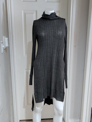 We The Free Charcoal Gray Ribbed Knit Tunic Mini Dress Women's Small