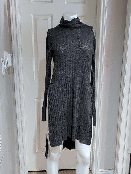 We The Free Charcoal Gray Ribbed Knit Tunic Mini Dress Women's Small