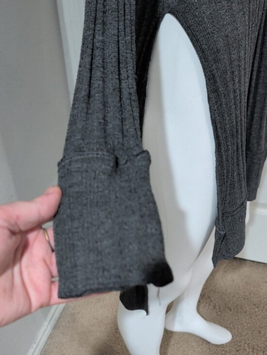 We The Free Charcoal Gray Ribbed Knit Tunic Mini Dress Women's Small