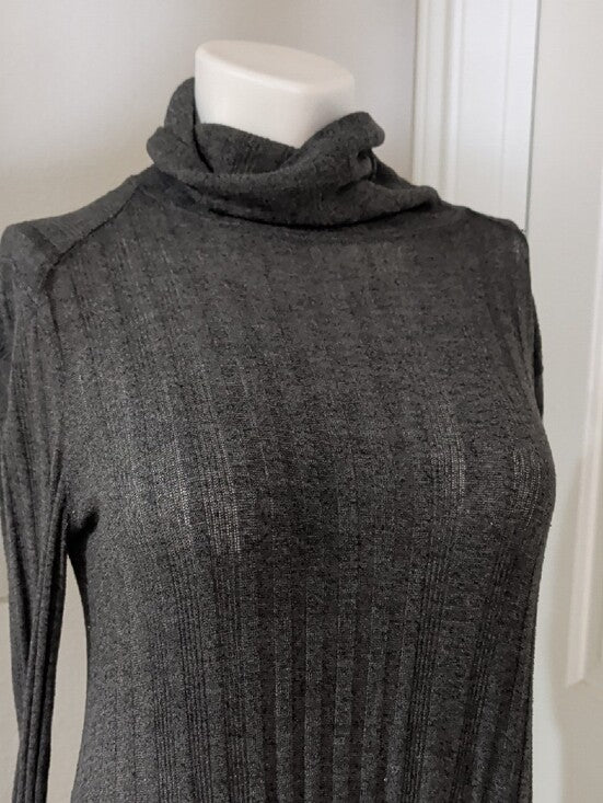 We The Free Charcoal Gray Ribbed Knit Tunic Mini Dress Women's Small