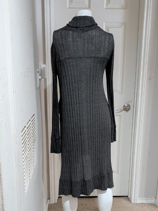 We The Free Charcoal Gray Ribbed Knit Tunic Mini Dress Women's Small