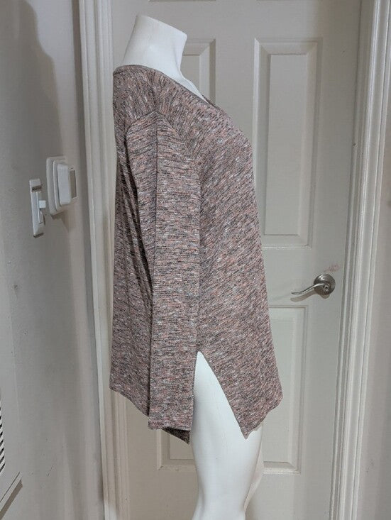 Apt. 9 Heathered Blush V-Neck Long Sleeve Top Women's XL