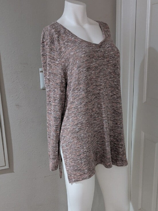 Apt. 9 Heathered Blush V-Neck Long Sleeve Top Women's XL