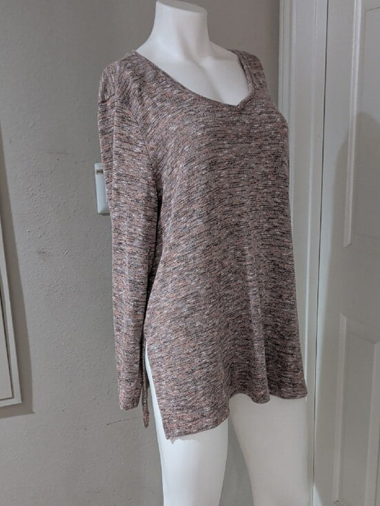 Apt. 9 Heathered Blush V-Neck Long Sleeve Top Women's XL