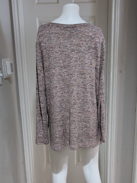 Apt. 9 Heathered Blush V-Neck Long Sleeve Top Women's XL