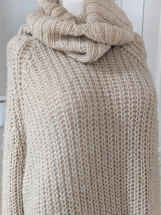 H&M Cream Cowl Neck Chunky Knit Sweater Women's Medium