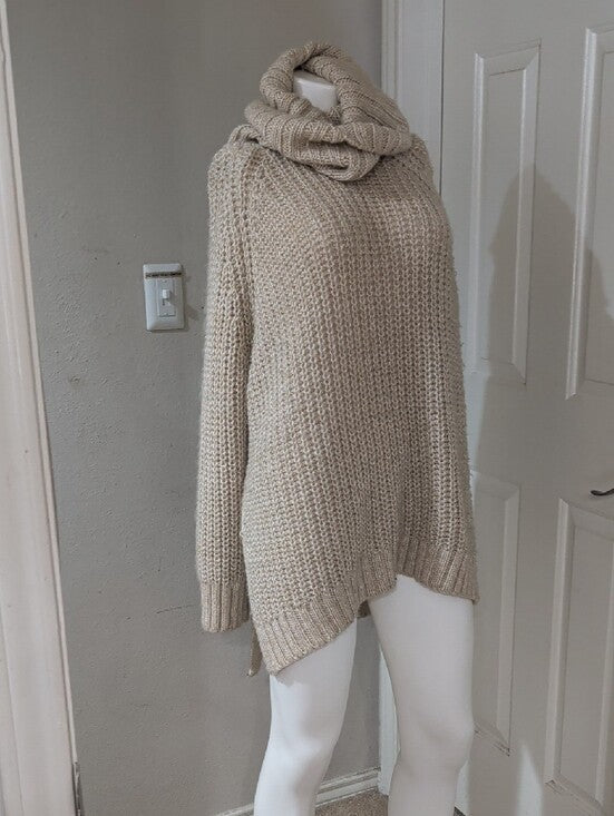 H&M Cream Cowl Neck Chunky Knit Sweater Women's Medium
