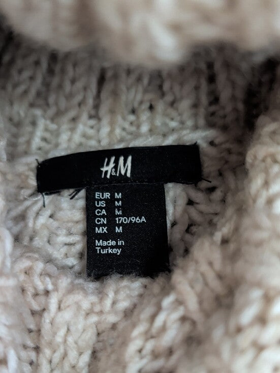 H&M Cream Cowl Neck Chunky Knit Sweater Women's Medium