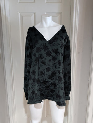 Ava & Viv Dark Green Floral Blouse Women's 4X