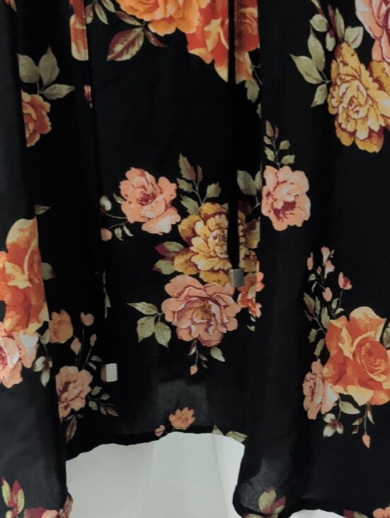 Rue 21 Black Floral Lace-Up Tunic Blouse Women's 4X