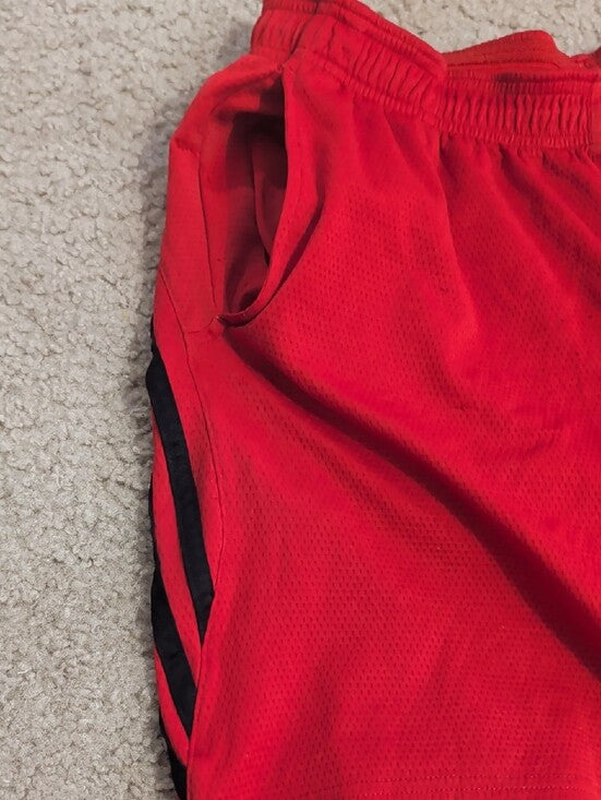 adidas Men’s Red Performance Training Shorts with Black Accents Medium