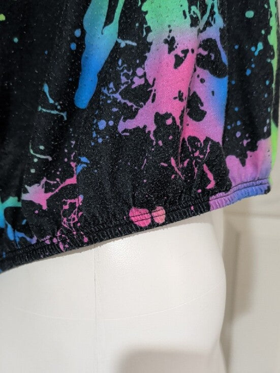 SHEIN Curve+ Black Neon Paint-Splash Crop Top Women's 5X
