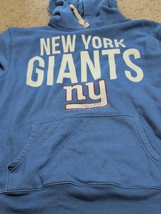 NFL Team Apparel Blue Hoodie with White Logo NY Giants Men's Large
