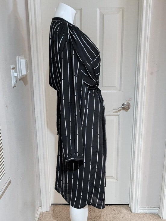 Who What Wear Black Women's Striped Midi Dress Women's 3XL