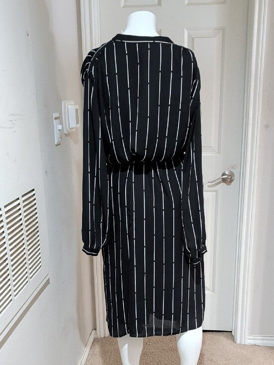 Who What Wear Black Women's Striped Midi Dress Women's 3XL