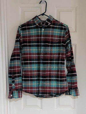 Goodfellow & Co Teal and Burgundy Plaid Button-Down Shirt Men's Small