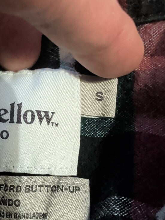 Goodfellow & Co Teal and Burgundy Plaid Button-Down Shirt Men's Small