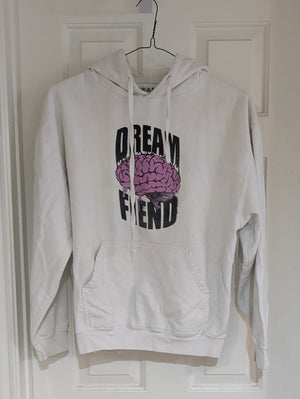 White "Dream Fiend" Graphic Hoodie with Pink Brain Men's Large