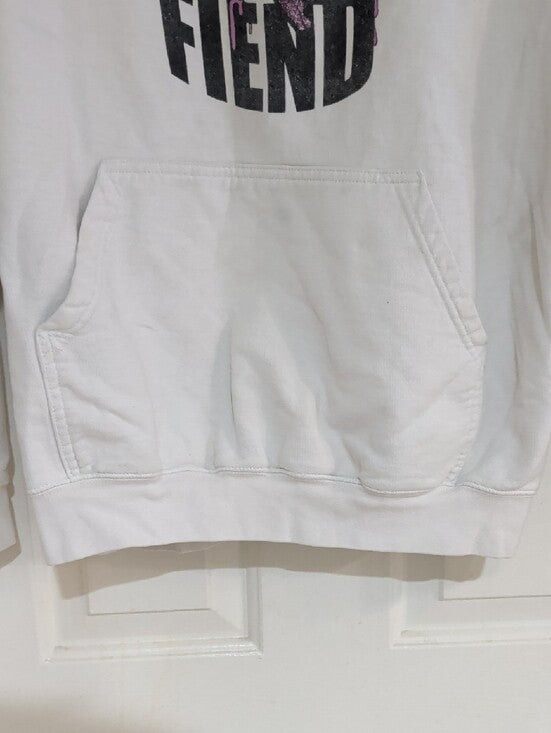 White "Dream Fiend" Graphic Hoodie with Pink Brain Men's Large