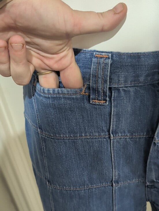Vintage Sears Roebuck Blue Patchwork Wide-Leg Denim Pants Women's 5/6