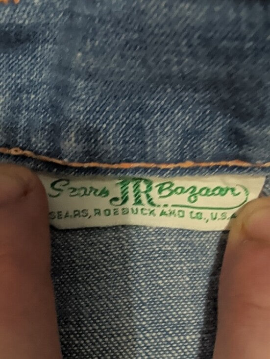 Vintage Sears Roebuck Blue Patchwork Wide-Leg Denim Pants Women's 5/6
